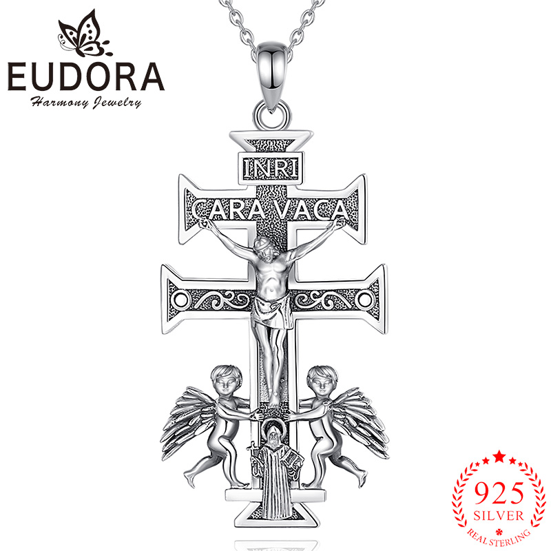 925 Sterling Silver Chain Necklace Men - Eudora 925 Sterling Silver Caravaca Cross