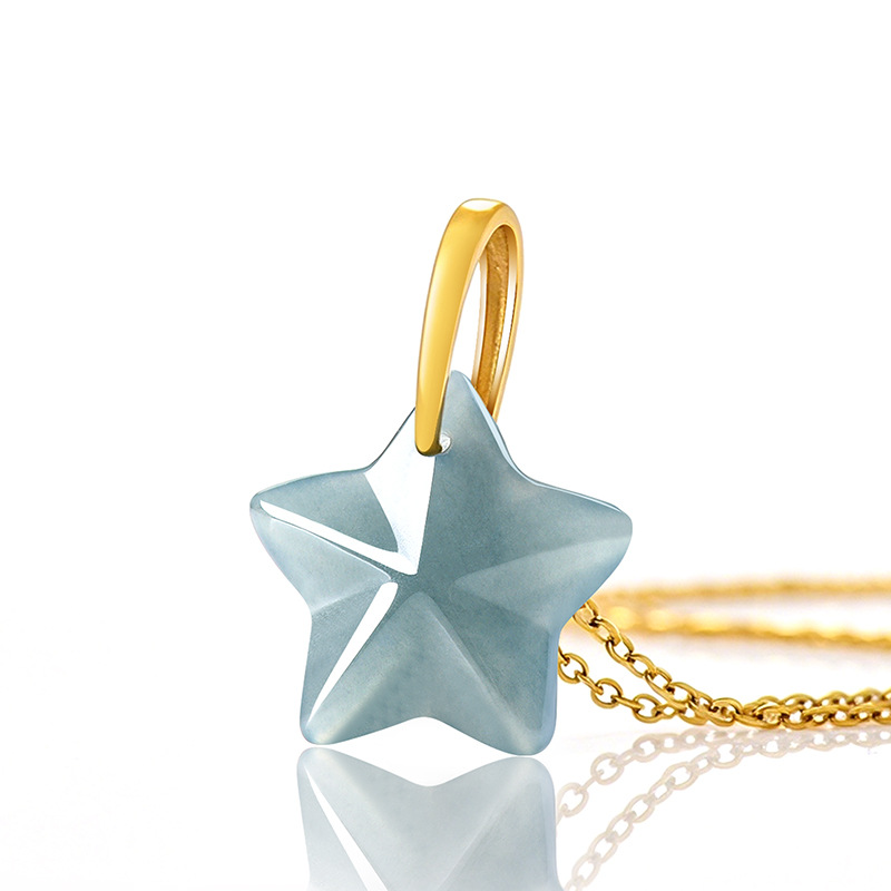Necklaces - Natural Burmese Jadeite Star Pendant Necklace