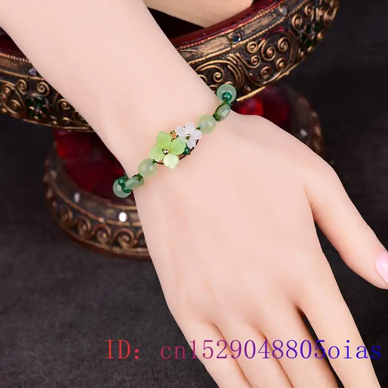 Green Jade Flower Bracelet Amu - Bracelets 评论和价格