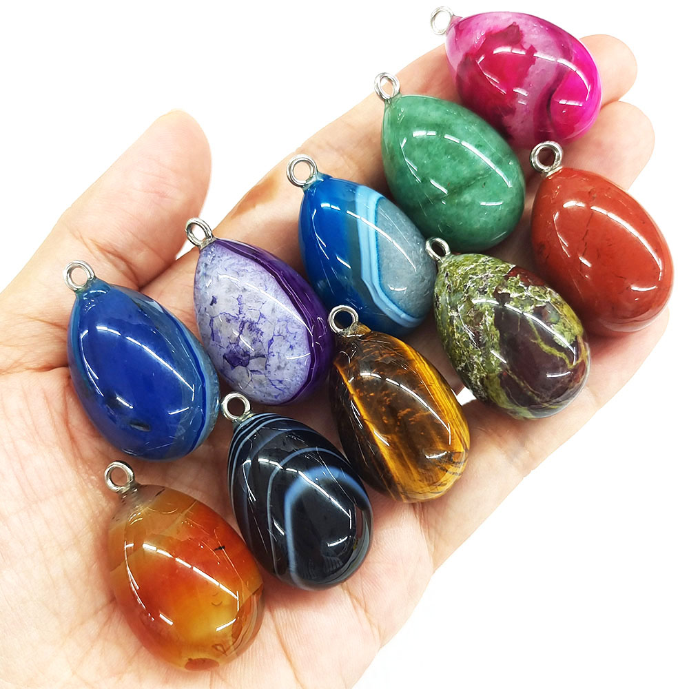 30x19mm Mini Egg Shape Pendant - Crystal Pendant Necklace Natural Stone 评论和价格