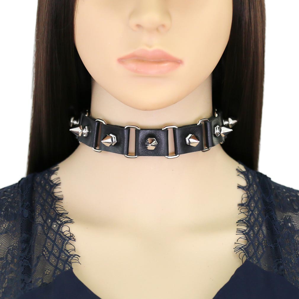 Punk Rock Spiked Choker For Wo - Goth Punk Spike Choker 评论和价格