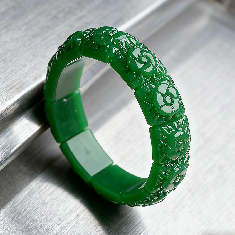 Real Jade Flower Bracelet Bang - Bracelets 评论和价格