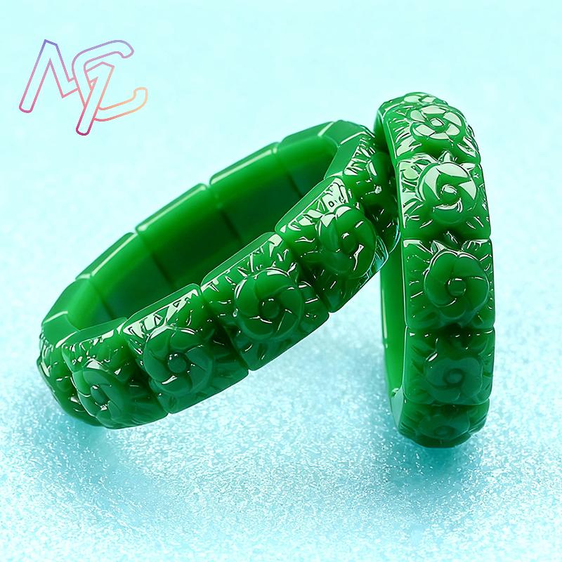 Real Jade Flower Bracelet Bang - Bracelets 评论和价格