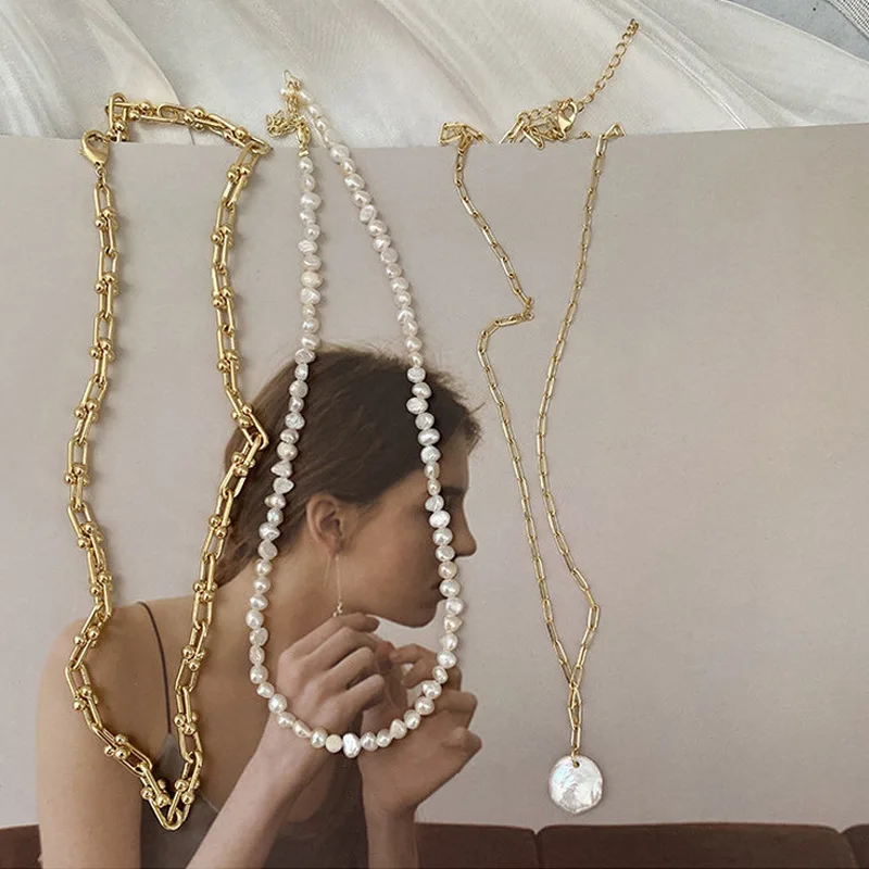 French Retro Link Chain Natura - Pearl Choker Necklace Vintage 评论和价格