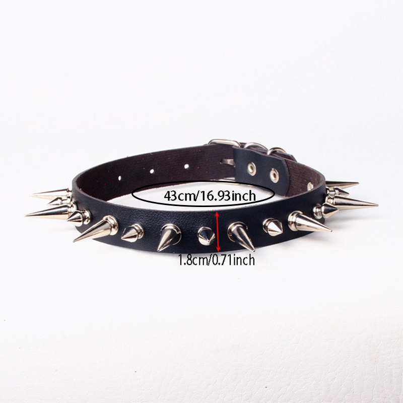 Punk Long Spike Choker Faux Le - Goth Punk Spike Choker 评论和价格
