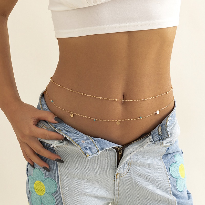 Women Dainty Layered Waist Cha - Body Jewelry 评论和价格